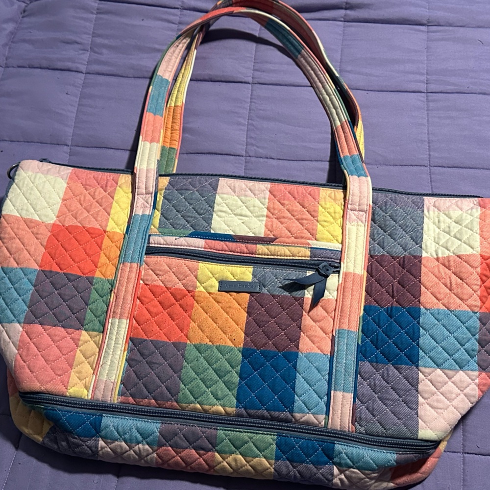 Vera Bradley Deluxe Travel Tote Tropics Plaid